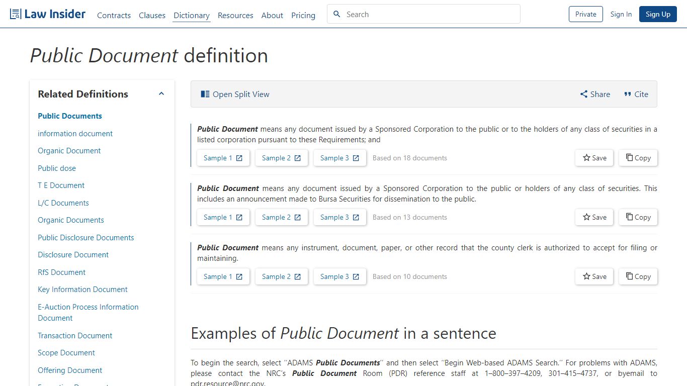 Public Document Definition: 102 Samples | Law Insider