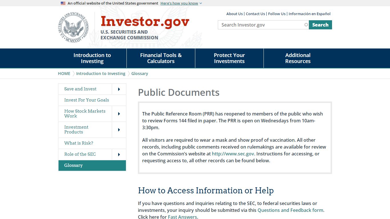 Public Documents | Investor.gov